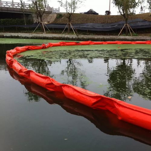 Environmentally orange silt curtain oil spill boom